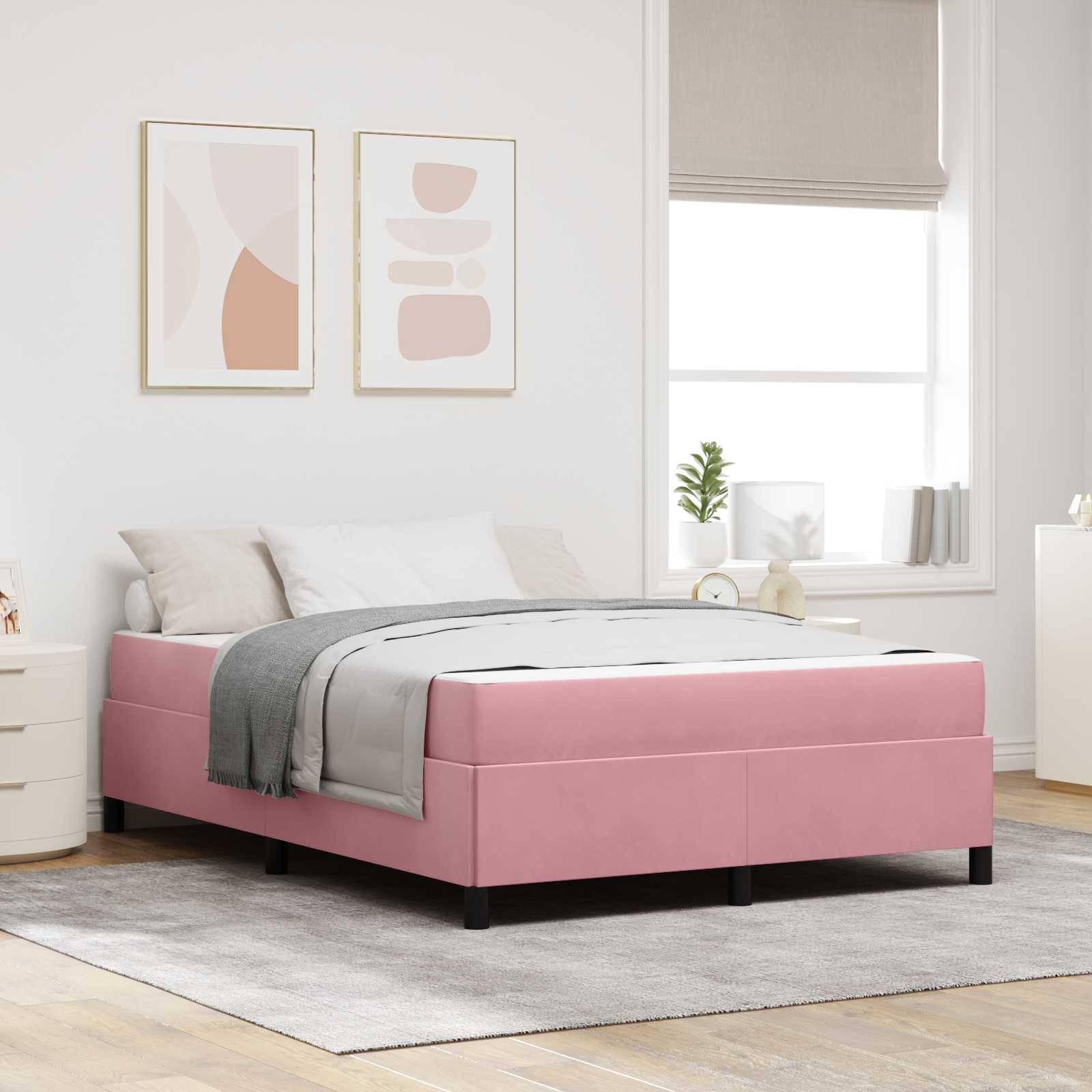vidaXL Bettrahmen mit Matratze Rosa 160 x 200 cm Stoff
