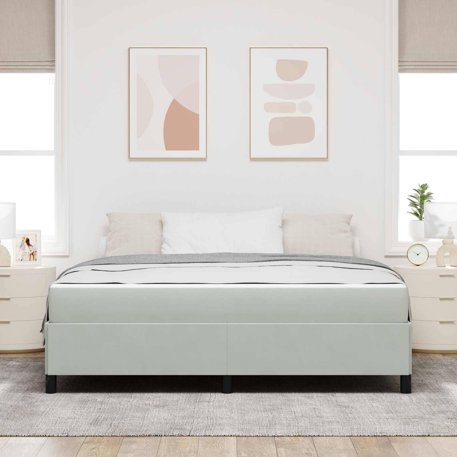 vidaXL Bettrahmen mit Matratze Hellgrau 180 x 200 cm Stoff