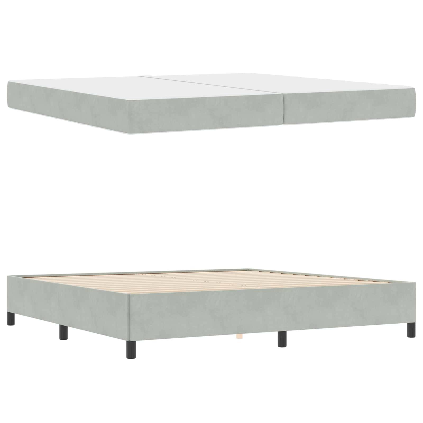 vidaXL Bettrahmen mit Matratze Hellgrau 200 x 200 cm Stoff