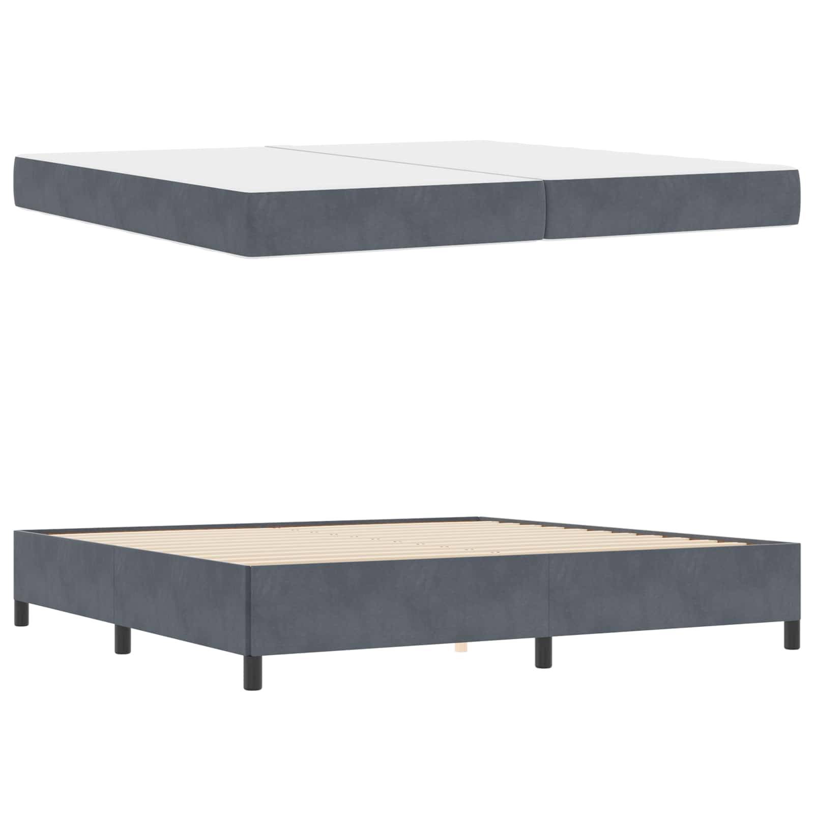 vidaXL Bettrahmen mit Matratze Dunkelgrau 200 x 200 cm Stoff