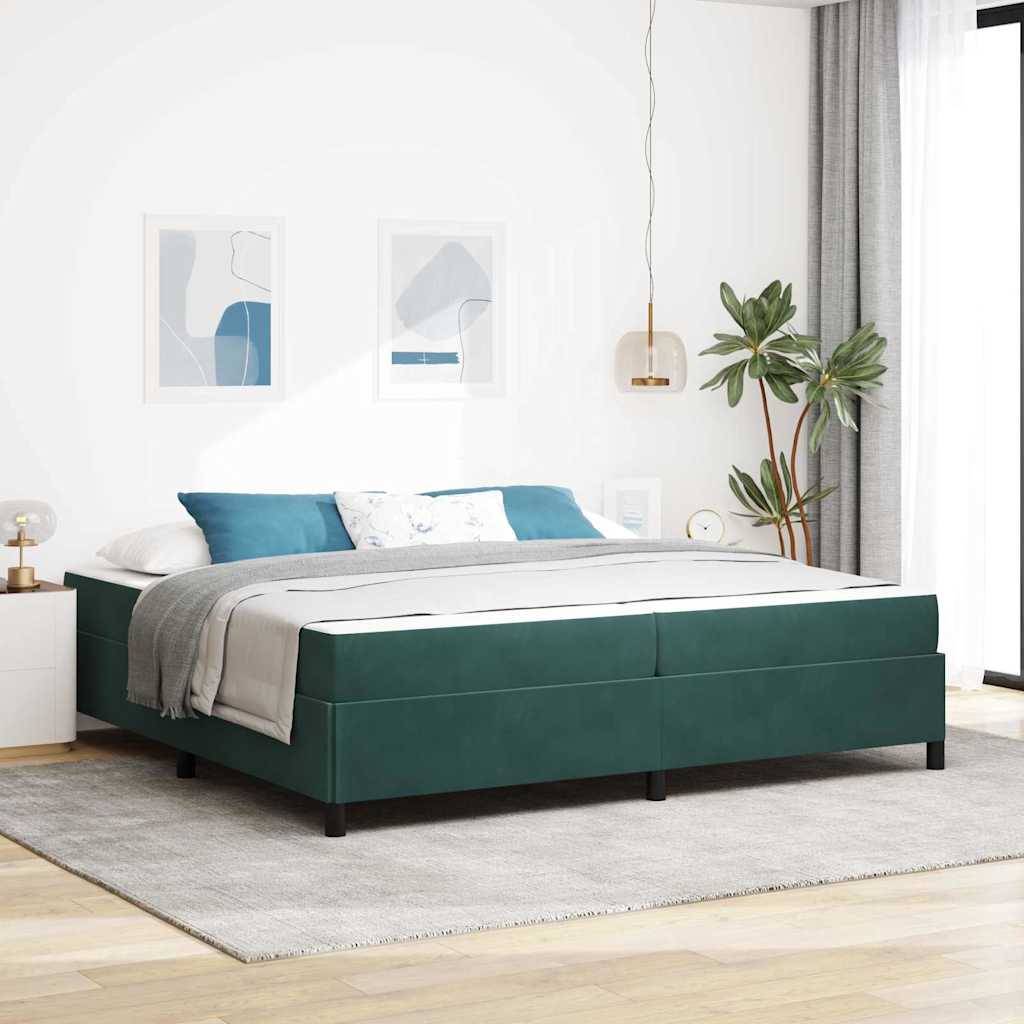 vidaXL Bettrahmen mit Matratze Dunkelgrün 200 x 200 cm Stoff