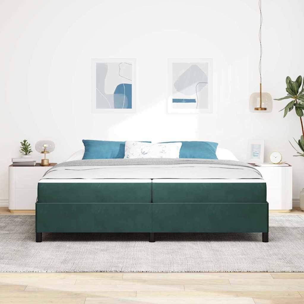 vidaXL Bettrahmen mit Matratze Dunkelgrün 200 x 200 cm Stoff
