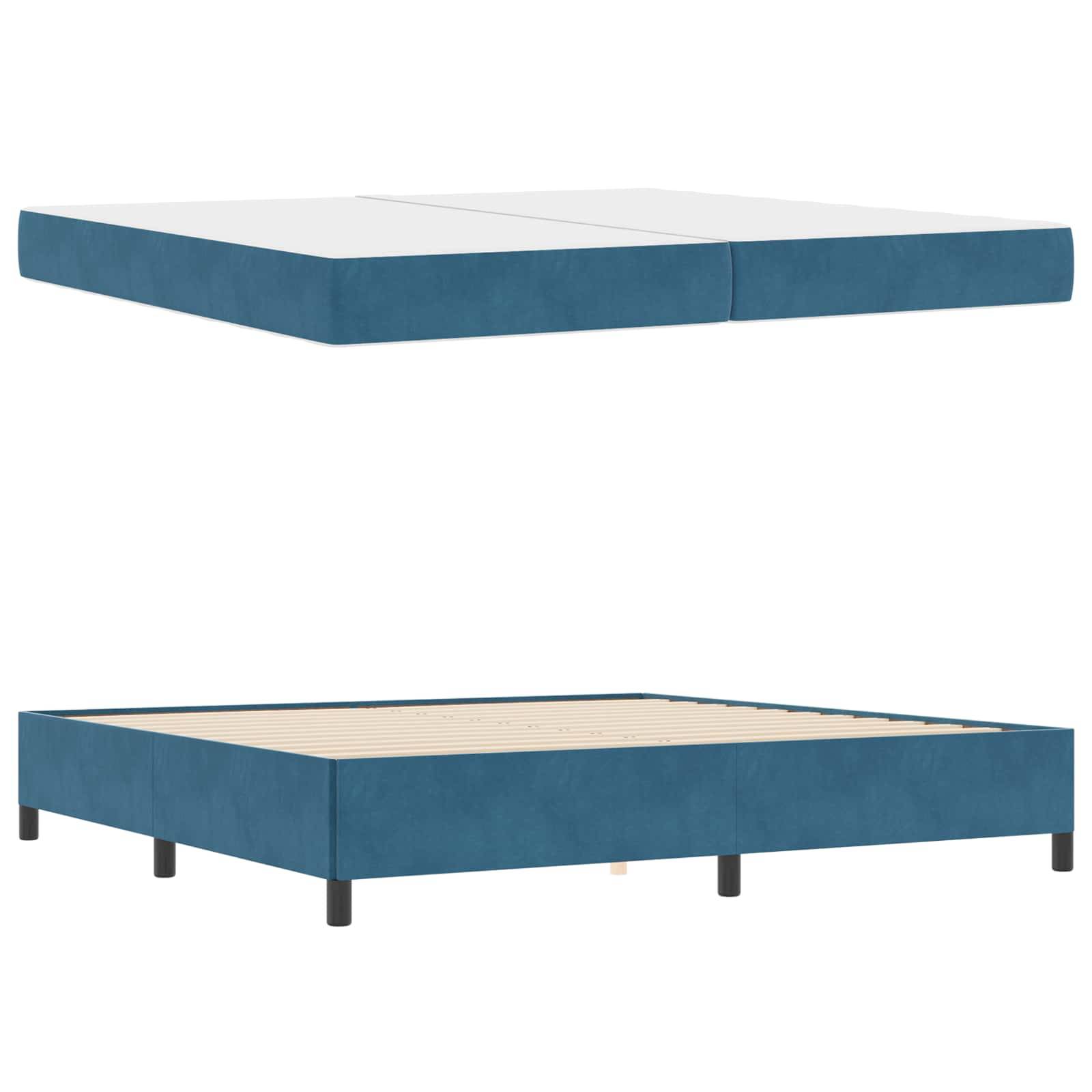 vidaXL Bettrahmen mit Matratze Dunkelblau 200 x 200 cm Stoff