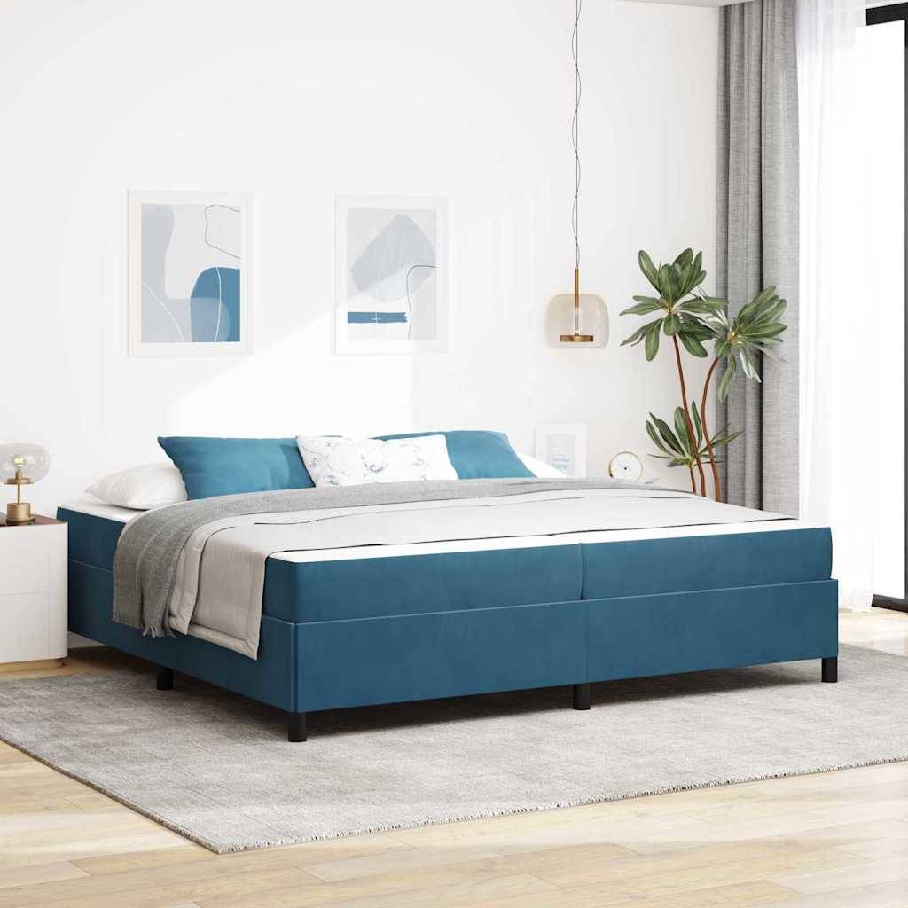 vidaXL Bettrahmen mit Matratze Dunkelblau 200 x 200 cm Stoff