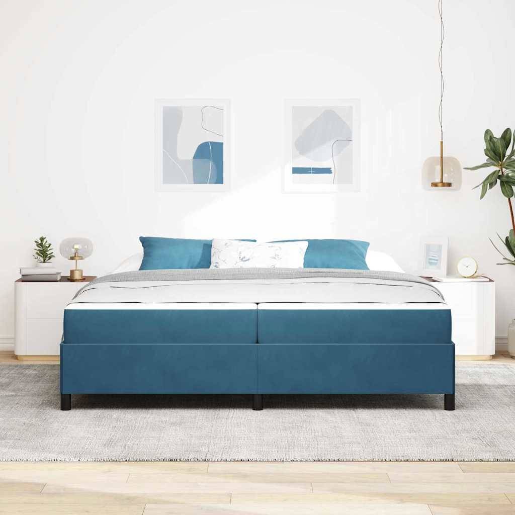 vidaXL Bettrahmen mit Matratze Dunkelblau 200 x 200 cm Stoff