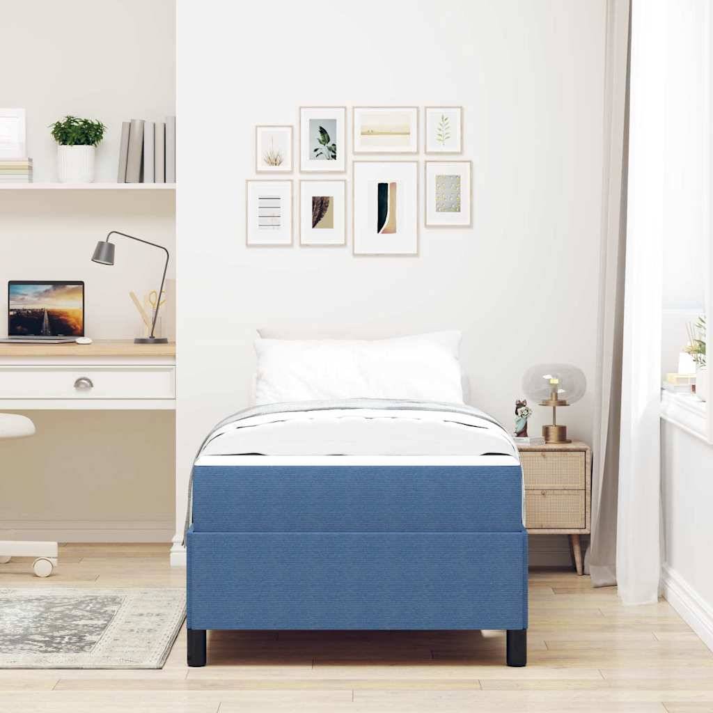 vidaXL Bettrahmen mit Matratze Blau 80 x 200 cm Stoff