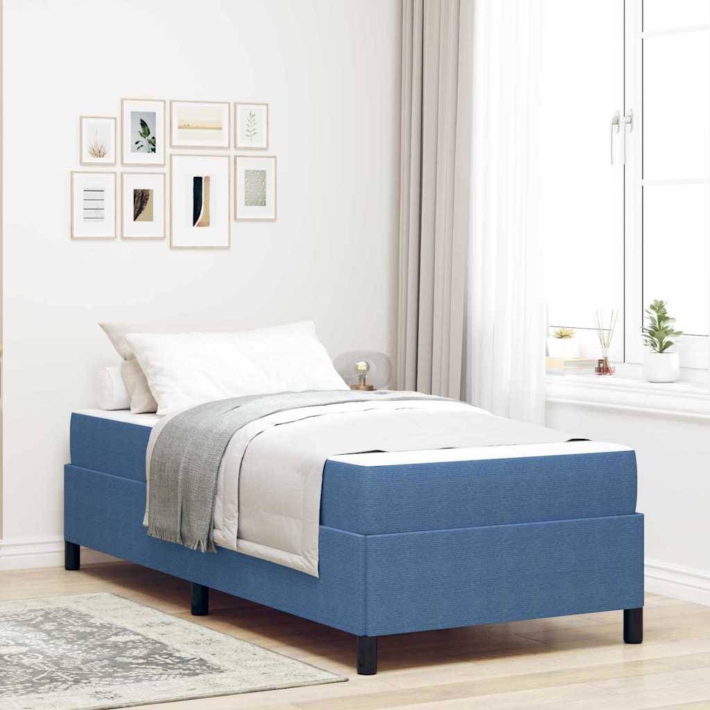 vidaXL Bettrahmen mit Matratze Blau 80 x 200 cm Stoff