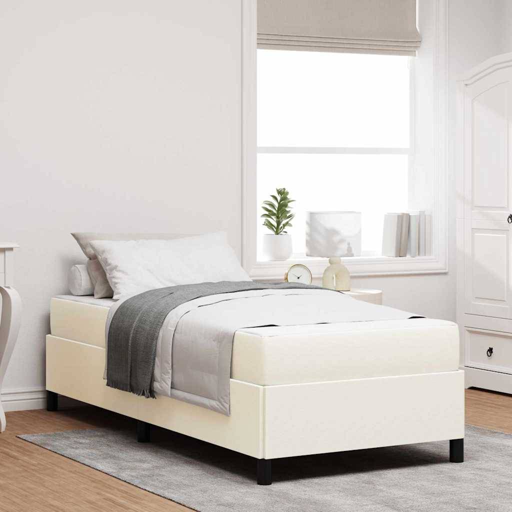 vidaXL Bettrahmen mit Matratze Creme 100 x 200 cm Stoff