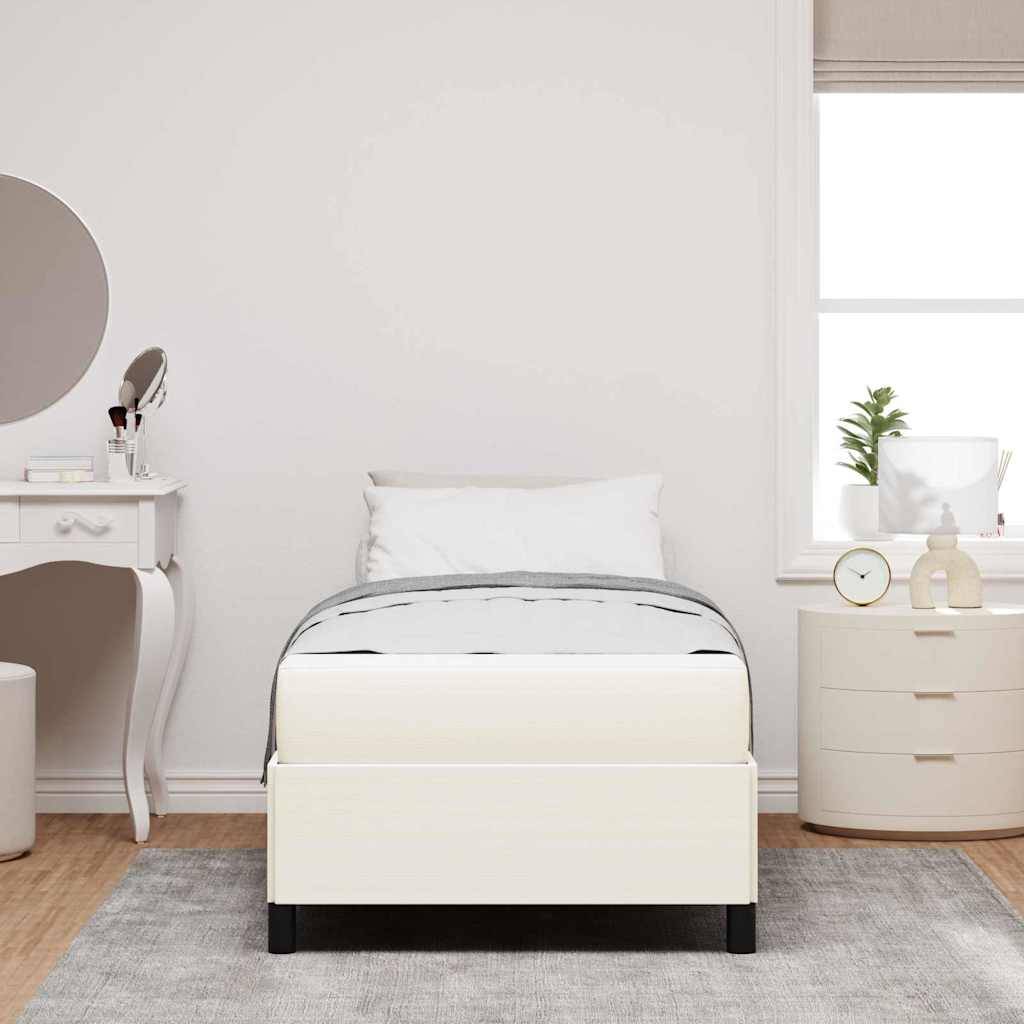 vidaXL Bettrahmen mit Matratze Creme 90 x 200 cm Stoff