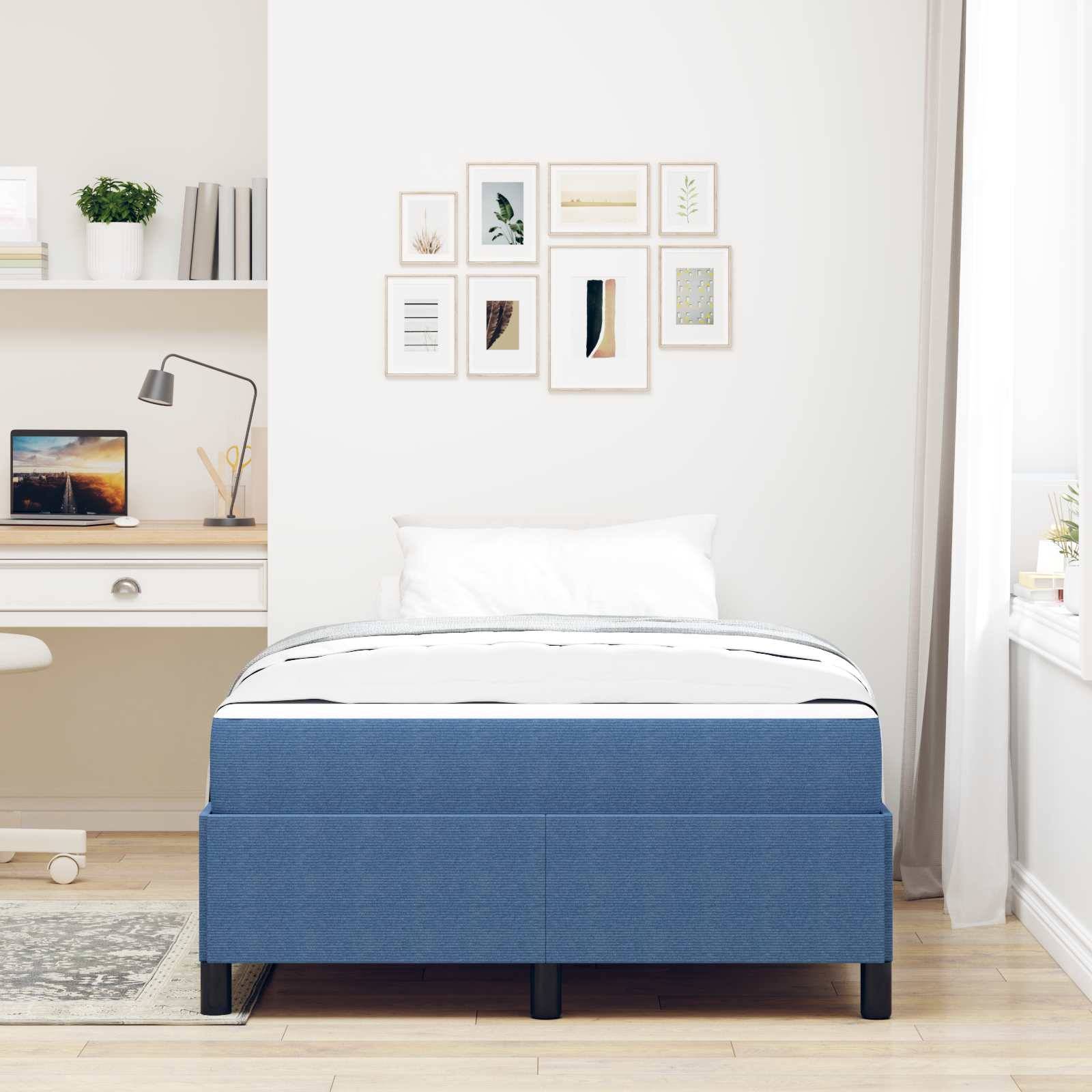 vidaXL Bettrahmen mit Matratze Blau 120 x 200 cm Stoff