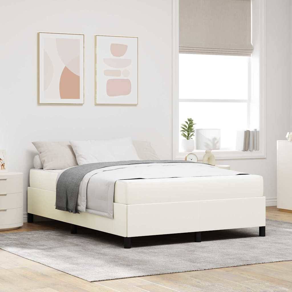 vidaXL Bettrahmen mit Matratze Creme 160 x 200 cm Stoff