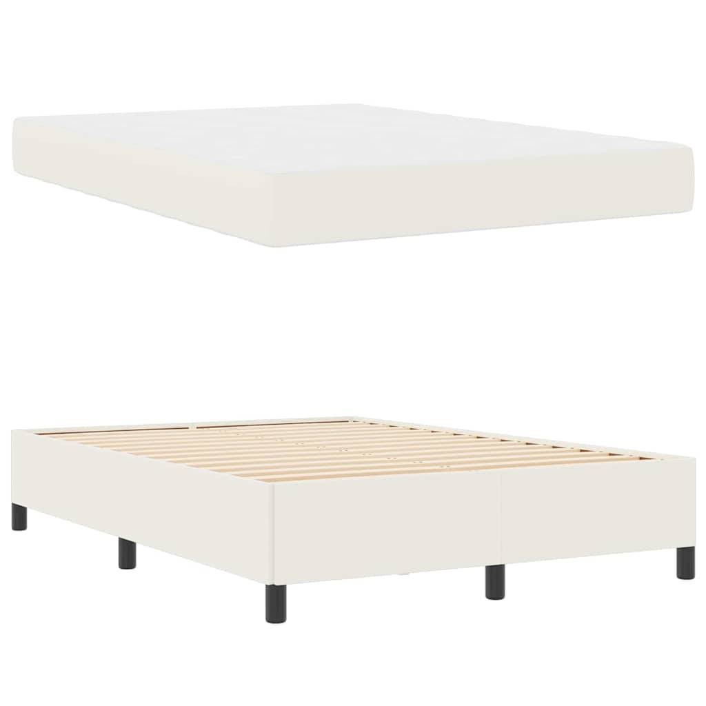vidaXL Bettrahmen mit Matratze Creme 140 x 190 cm Stoff
