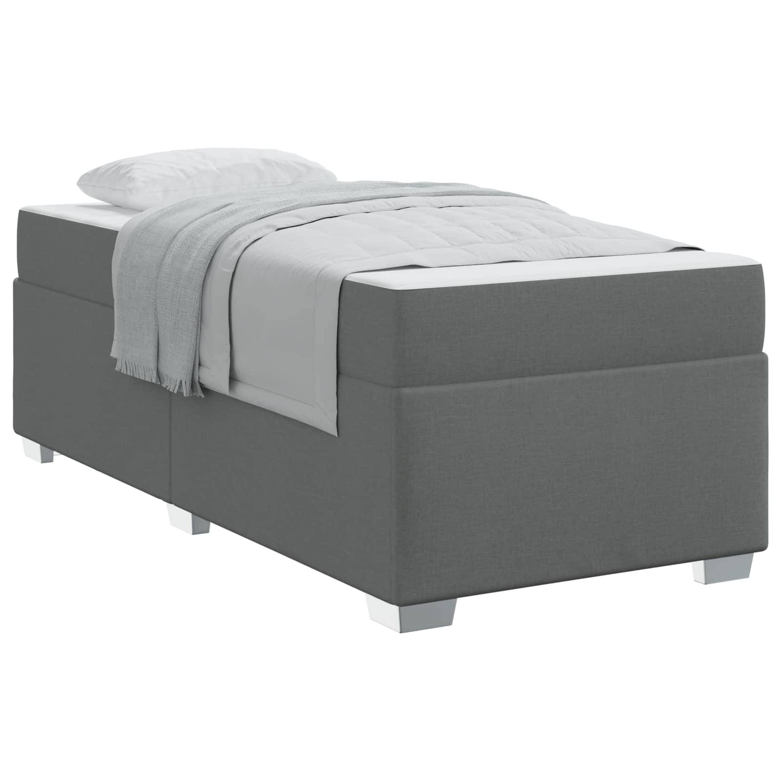 vidaXL Bettrahmen mit Matratze Dunkelgrau 80 x 200 cm Stoff