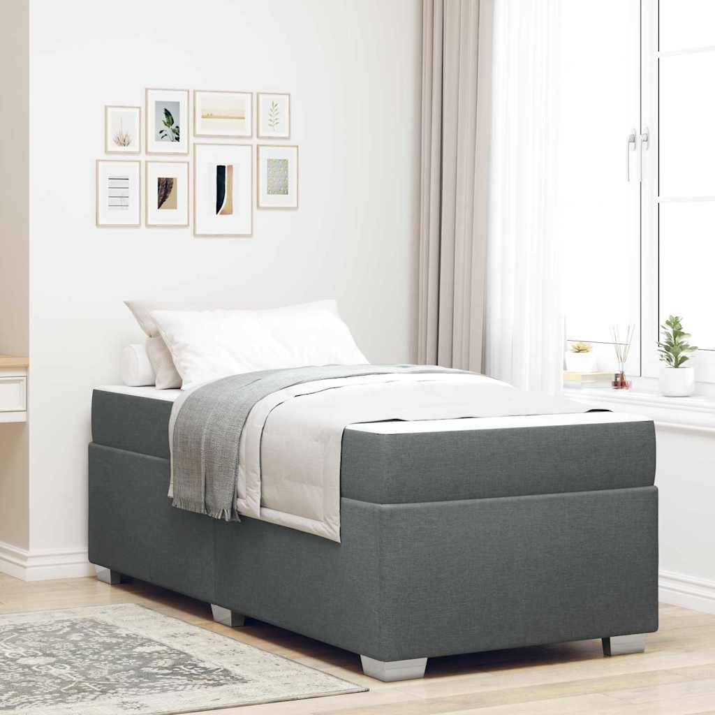vidaXL Bettrahmen mit Matratze Dunkelgrau 80 x 200 cm Stoff