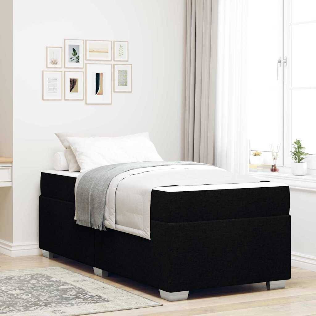 vidaXL Bettrahmen mit Matratze Schwarz 80 x 200 cm Stoff