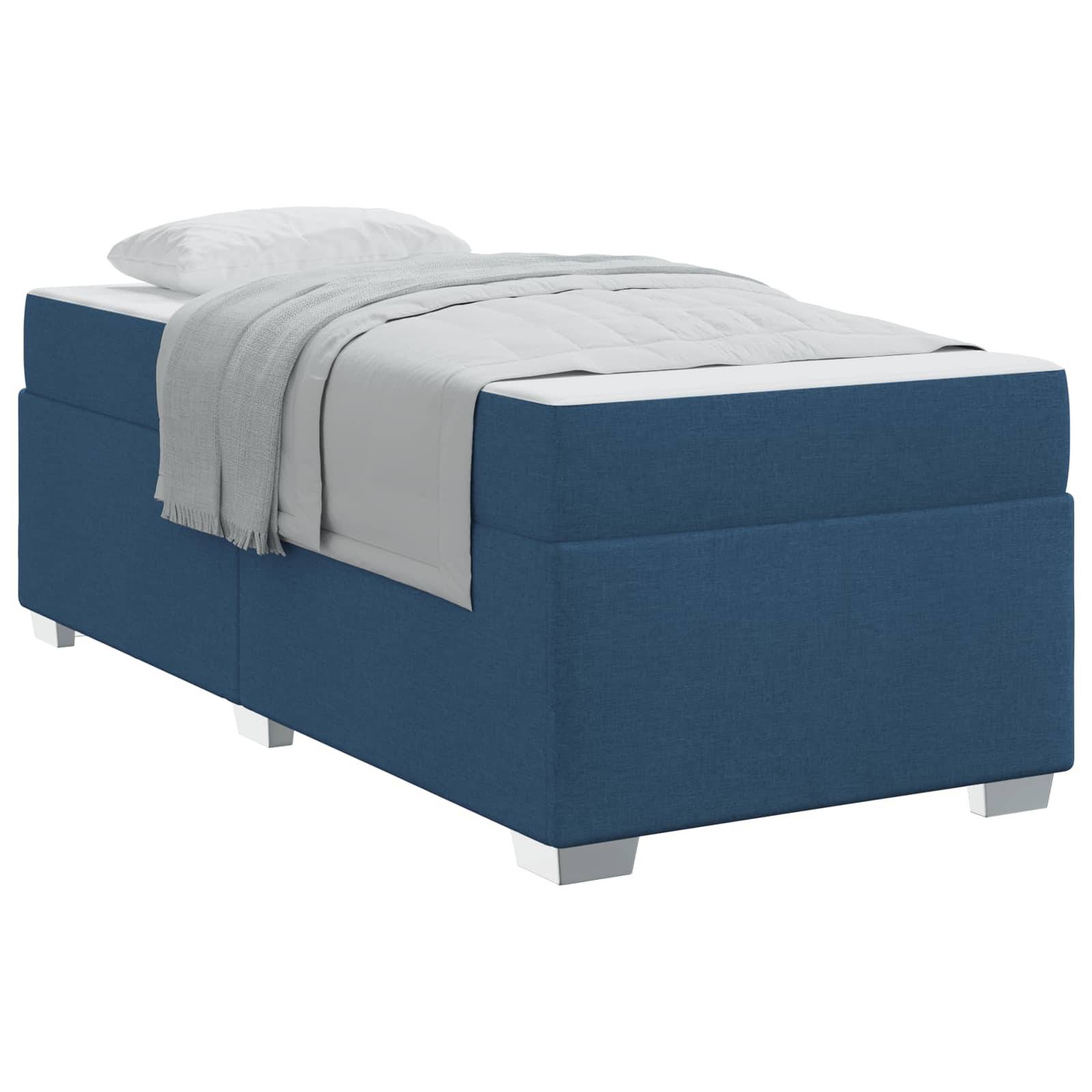 vidaXL Bettrahmen mit Matratze Blau 100 x 200 cm Stoff