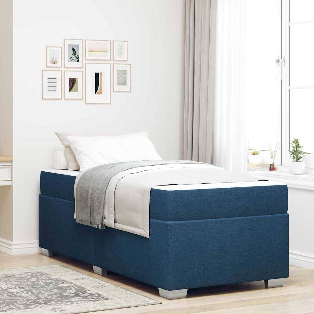 vidaXL Bettrahmen mit Matratze Blau 90 x 190 cm Stoff