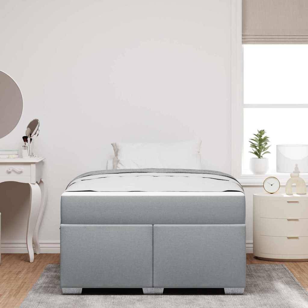 vidaXL Bettrahmen mit Matratze Hellgrau 120 x 190 cm Stoff