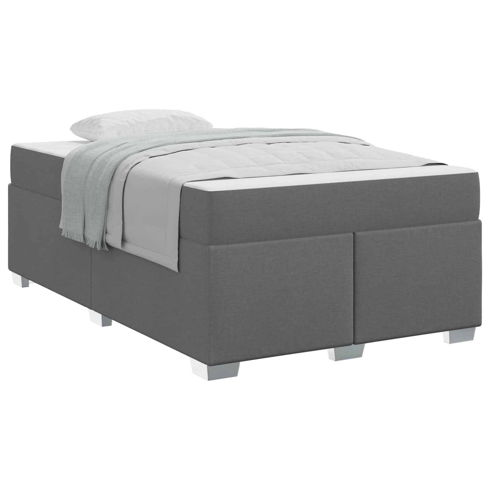 vidaXL Bettrahmen mit Matratze Dunkelgrau 120 x 190 cm Stoff
