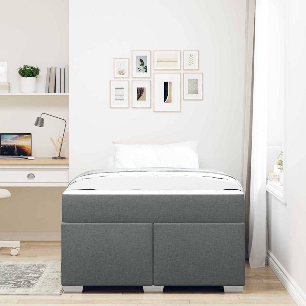 vidaXL Bettrahmen mit Matratze Dunkelgrau 120 x 190 cm Stoff