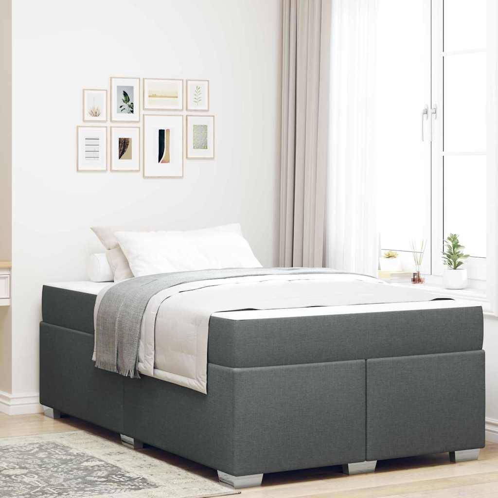 vidaXL Bettrahmen mit Matratze Dunkelgrau 120 x 190 cm Stoff