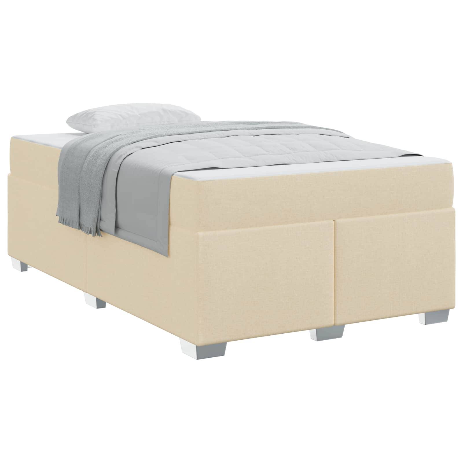 vidaXL Bettrahmen mit Matratze Creme 120 x 190 cm Stoff