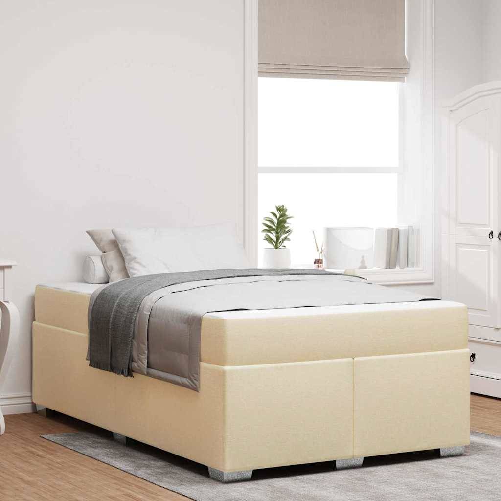 vidaXL Bettrahmen mit Matratze Creme 120 x 190 cm Stoff