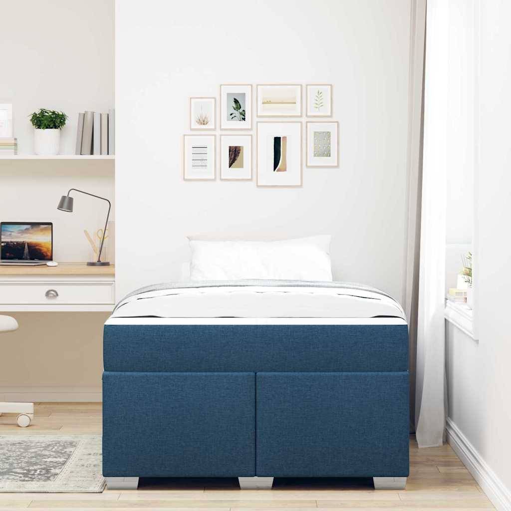vidaXL Bettrahmen mit Matratze Blau 120 x 190 cm Stoff