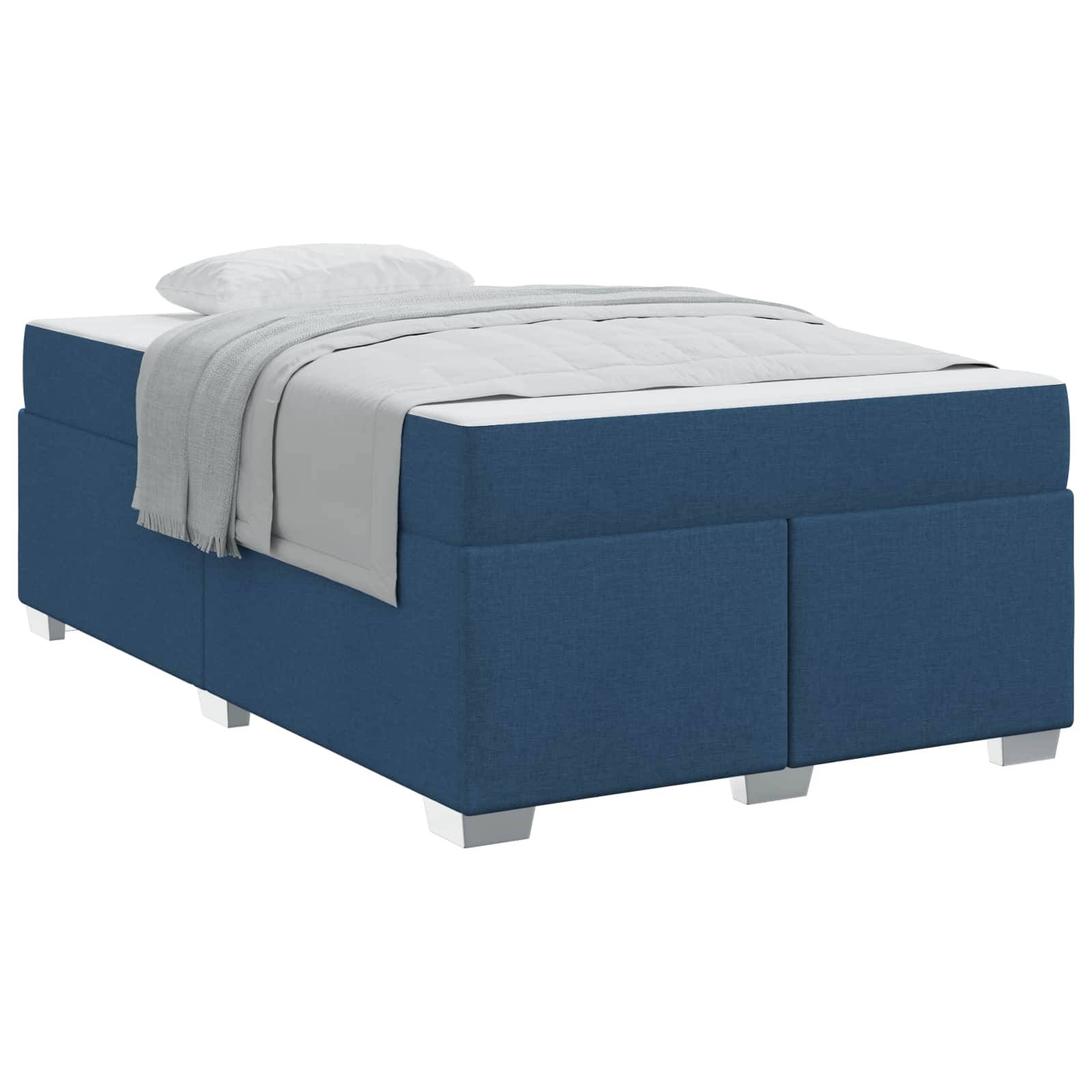 vidaXL Bettrahmen mit Matratze Blau 120 x 200 cm Stoff
