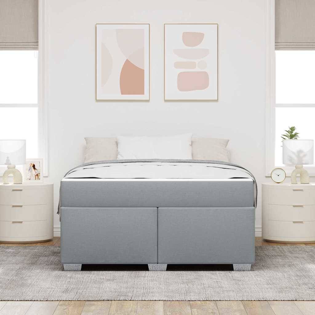 vidaXL Bettrahmen mit Matratze Hellgrau 140 x 200 cm Stoff