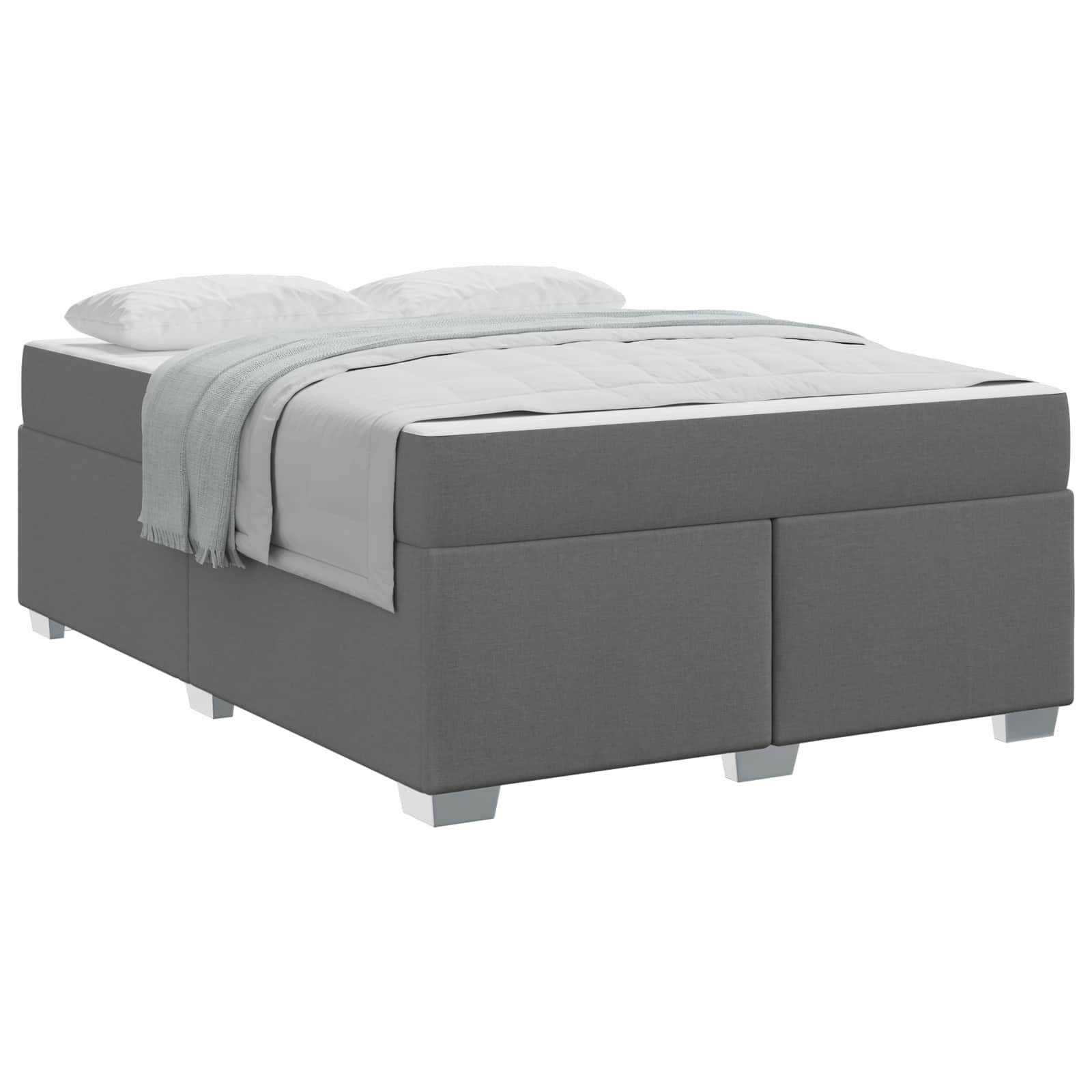 vidaXL Bettrahmen mit Matratze Dunkelgrau 140 x 200 cm Stoff