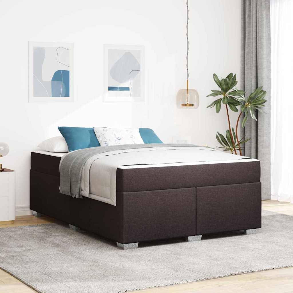 vidaXL Bettrahmen mit Matratze Dunkelbraun 140 x 200 cm Stoff