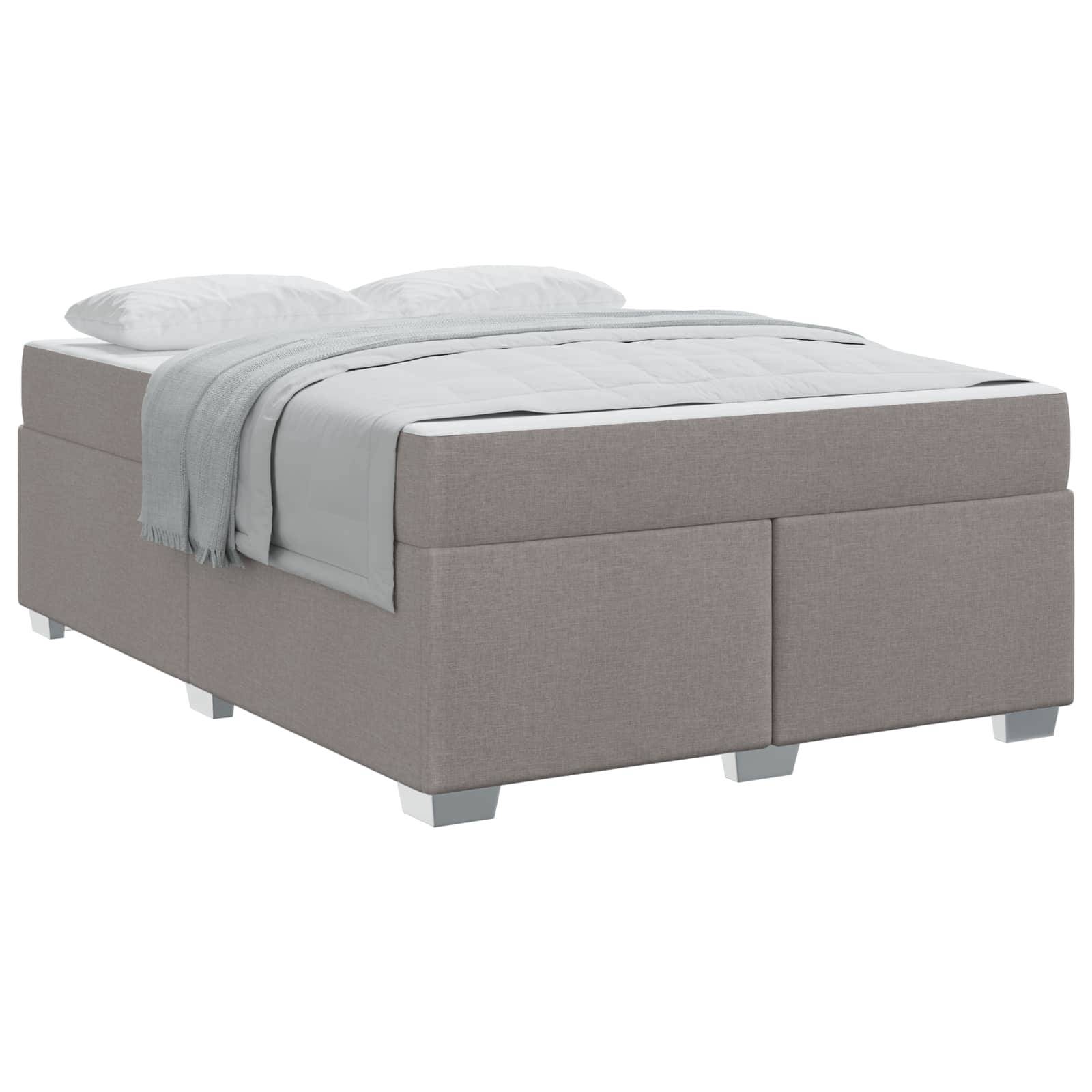 vidaXL Bettrahmen mit Matratze Taupe 140 x 200 cm Stoff