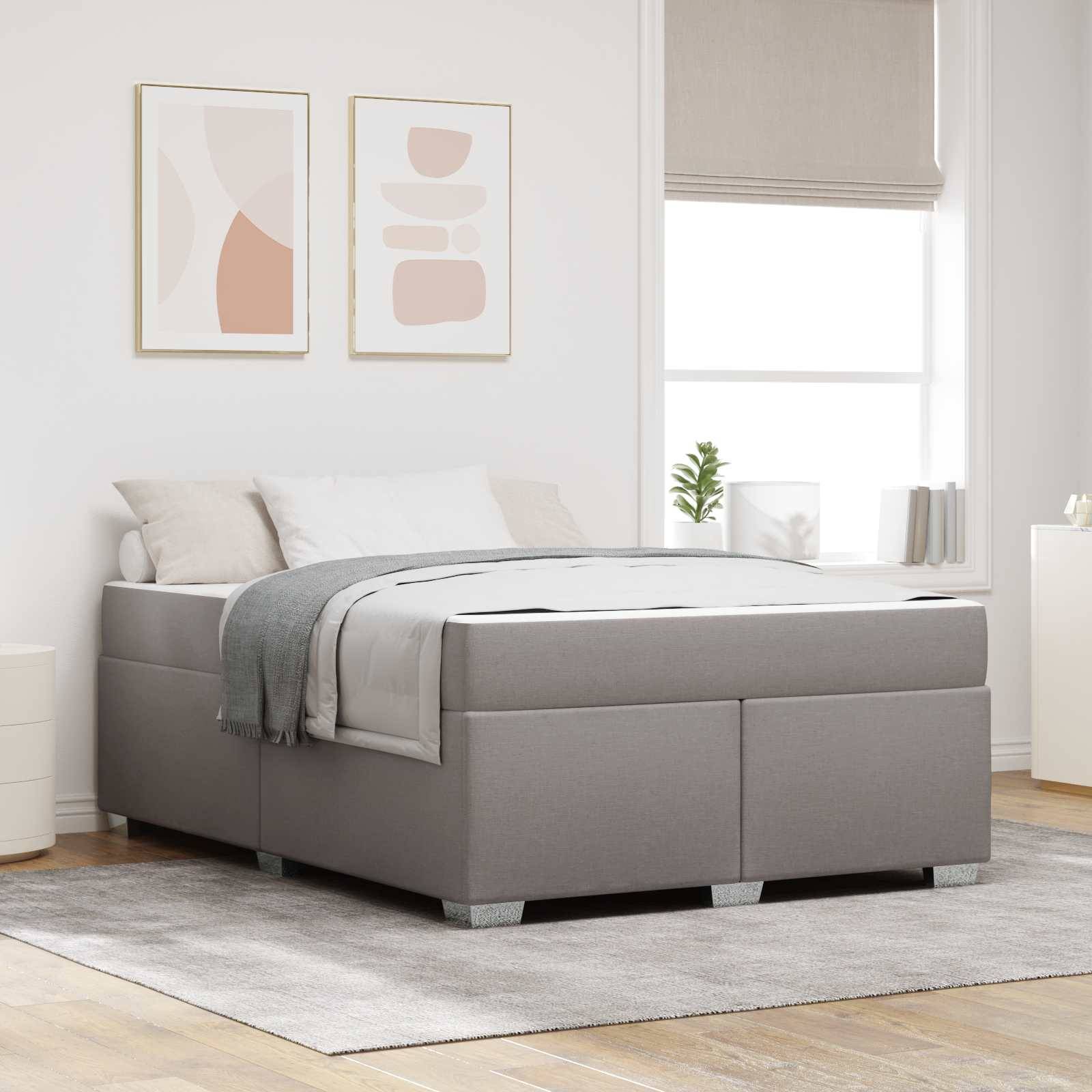 vidaXL Bettrahmen mit Matratze Taupe 140 x 200 cm Stoff