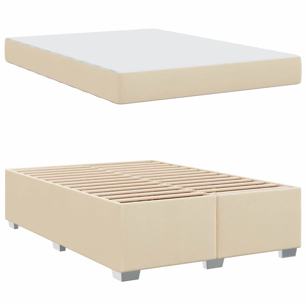 Kopfteil-kompatibler Box Spring Ersatz-Bettgestell, gezeigt in Beige, in zwei Konfigurationen dargestellt: eine flache Oberfläche und eine Latten-Basis.