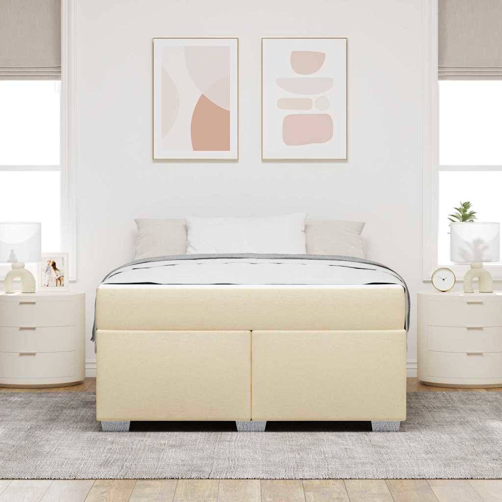 vidaXL Bettrahmen mit Matratze Creme 140 x 200 cm Stoff