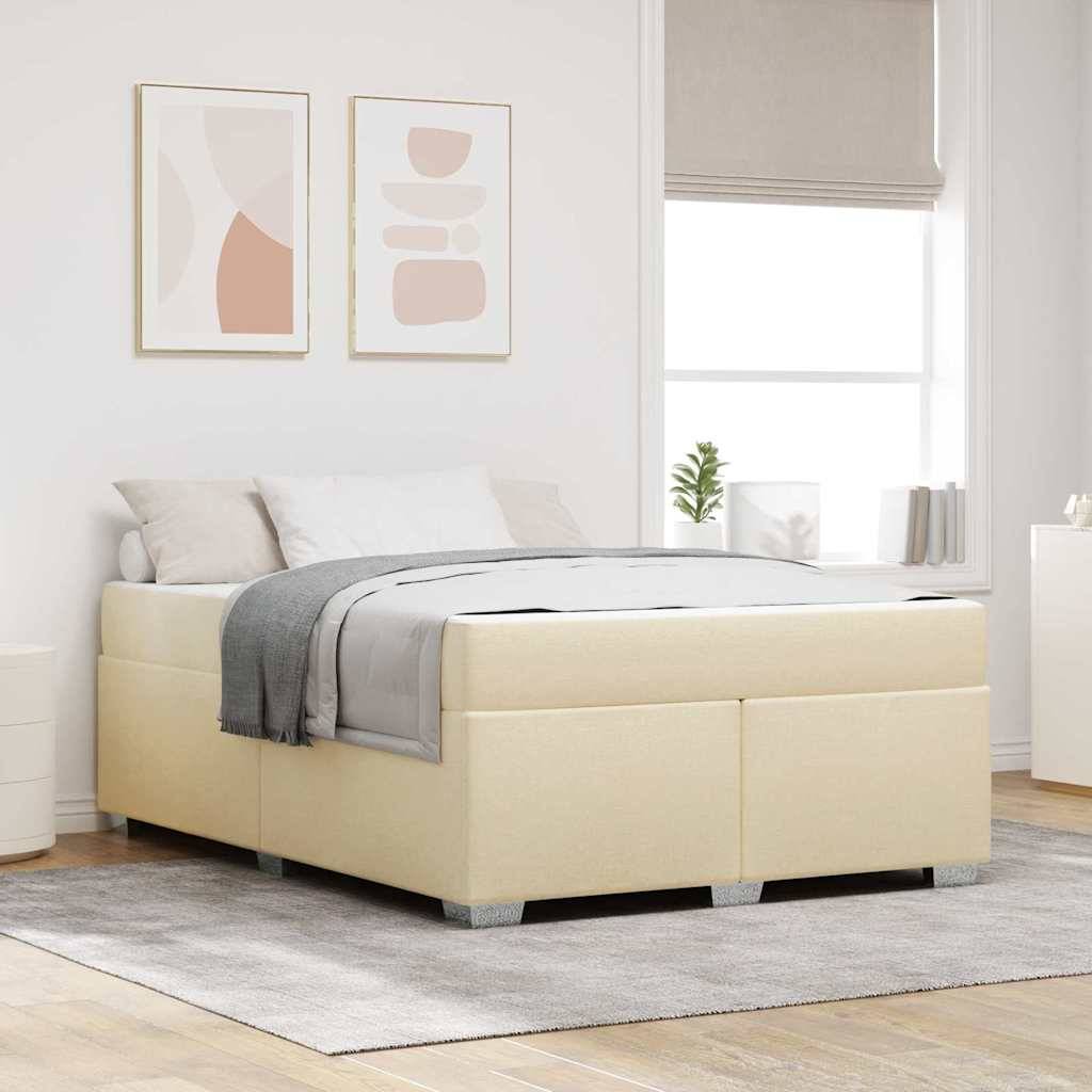 vidaXL Bettrahmen mit Matratze Creme 140 x 200 cm Stoff