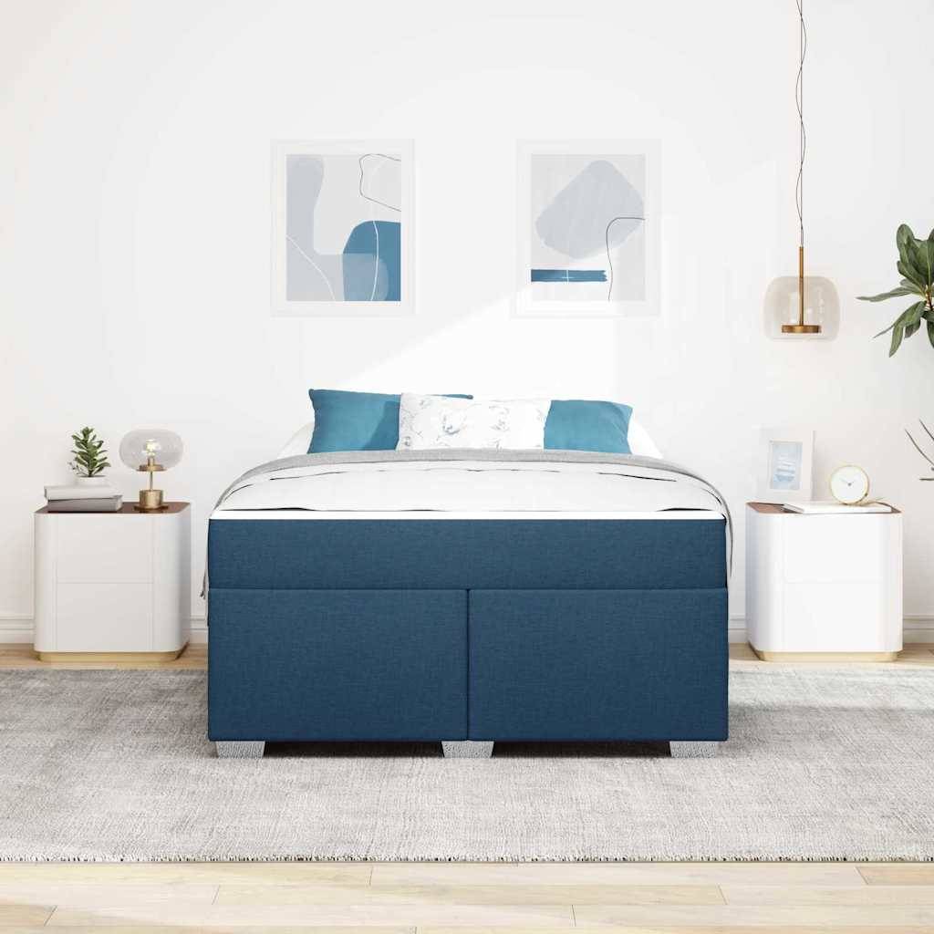 vidaXL Bettrahmen mit Matratze Blau 140 x 200 cm Stoff