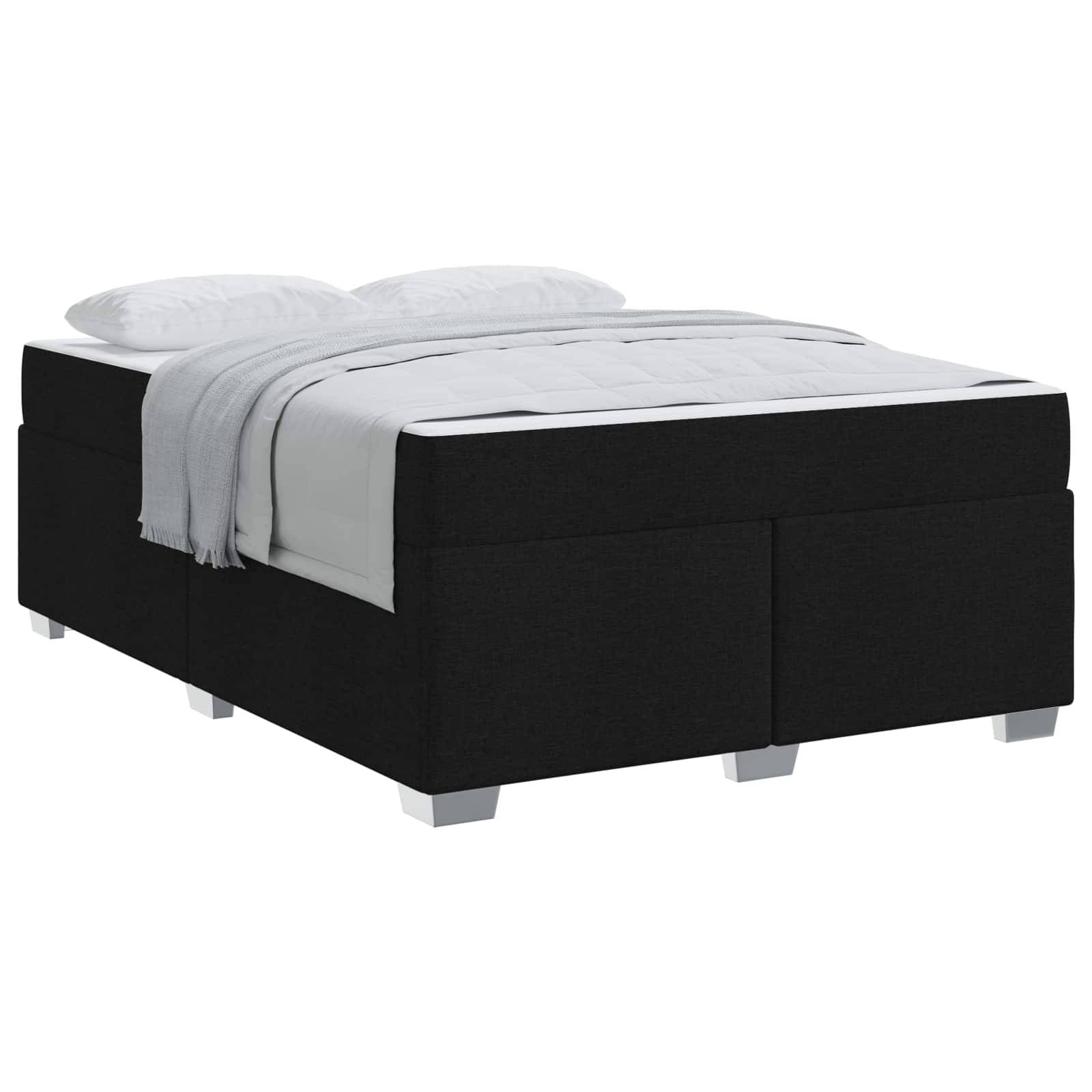 vidaXL Bettrahmen mit Matratze Schwarz 160 x 200 cm Stoff