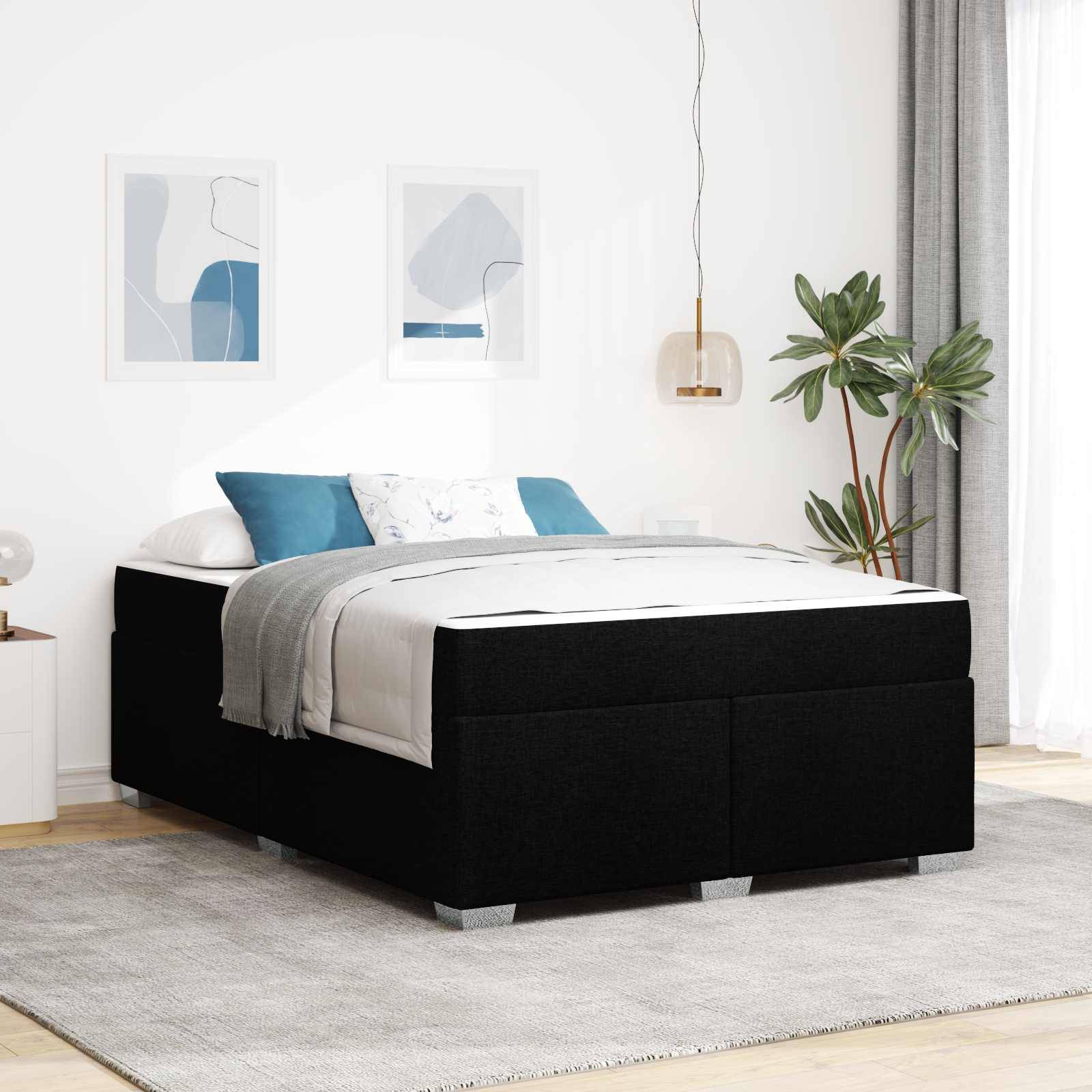 vidaXL Bettrahmen mit Matratze Schwarz 160 x 200 cm Stoff