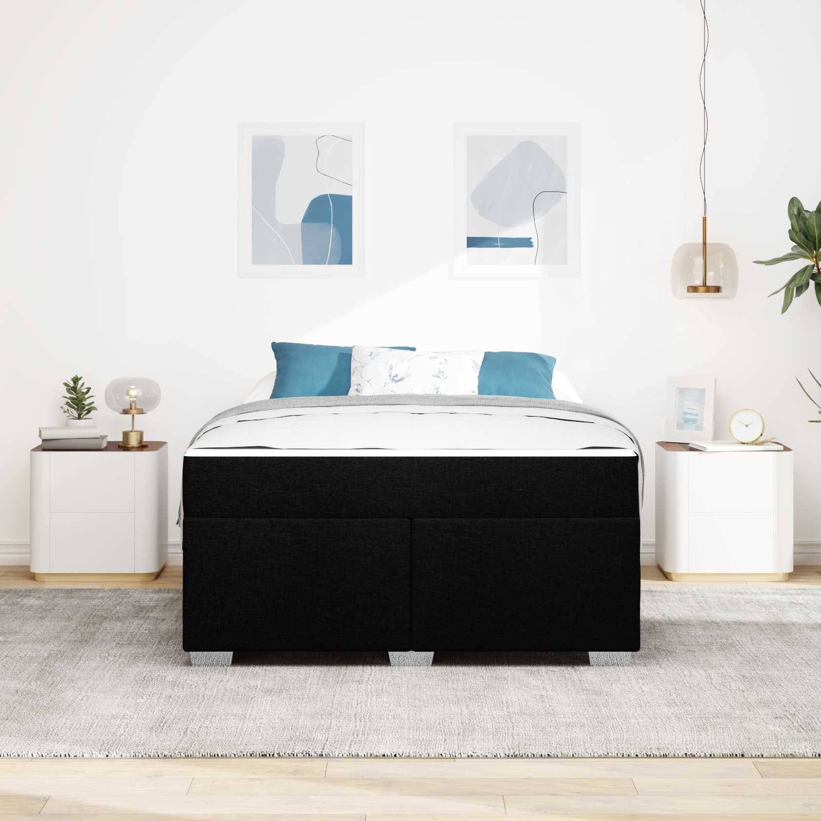 vidaXL Bettrahmen mit Matratze Schwarz 160 x 200 cm Stoff