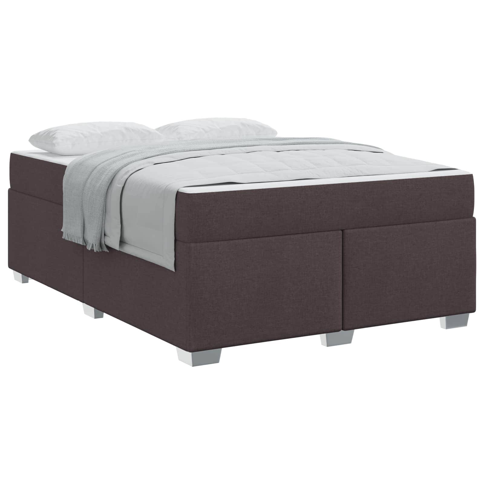 vidaXL Bettrahmen mit Matratze Dunkelbraun 140 x 200 cm Stoff