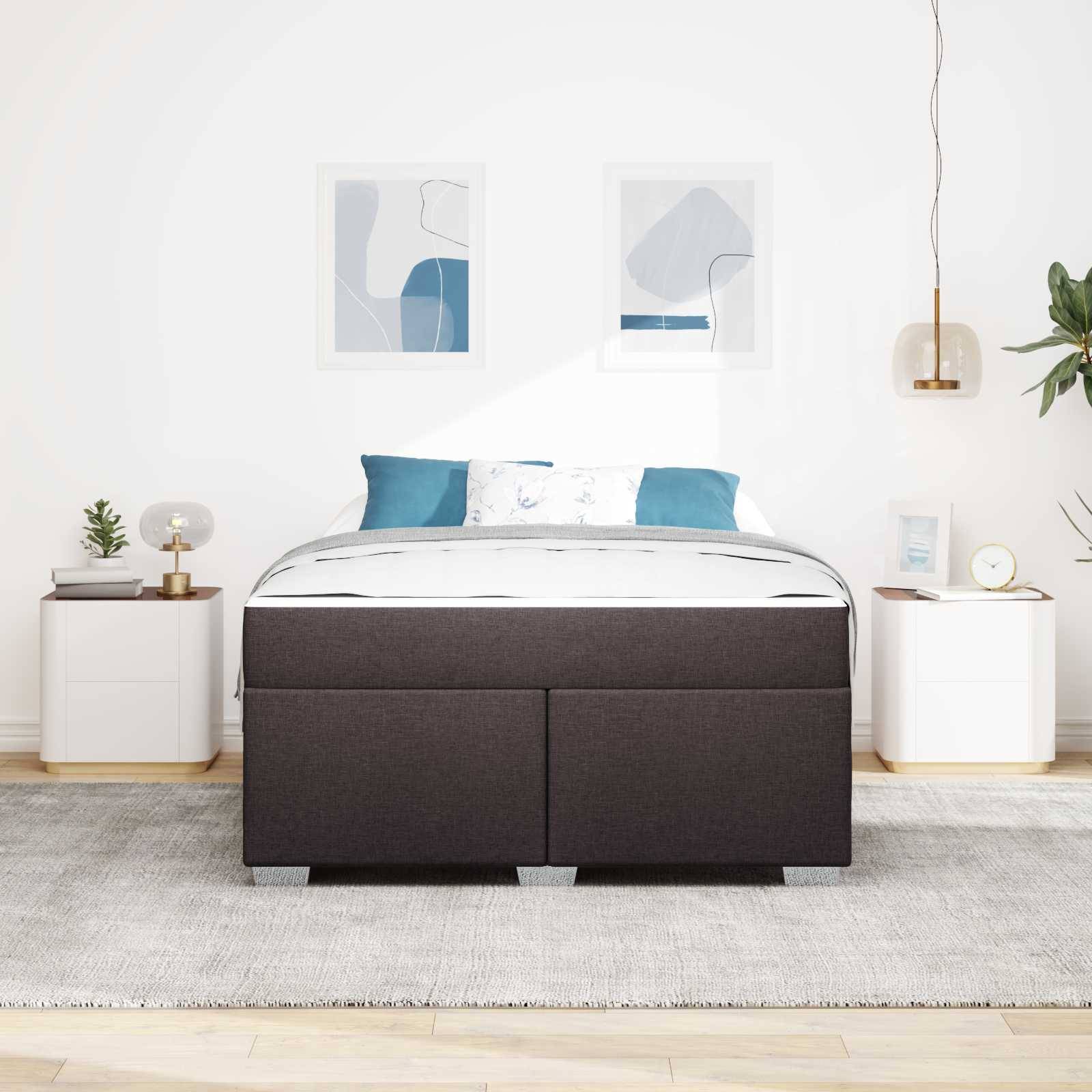 vidaXL Bettrahmen mit Matratze Dunkelbraun 160 x 200 cm Stoff