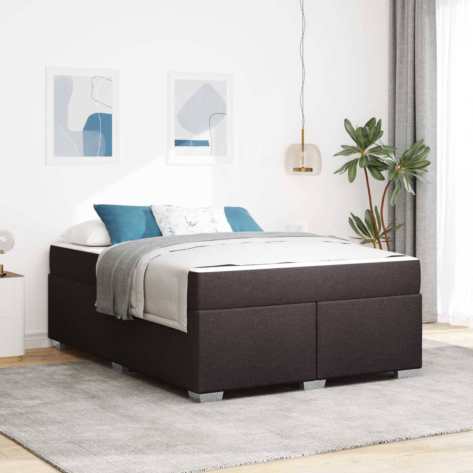 vidaXL Bettrahmen mit Matratze Dunkelbraun 160 x 200 cm Stoff