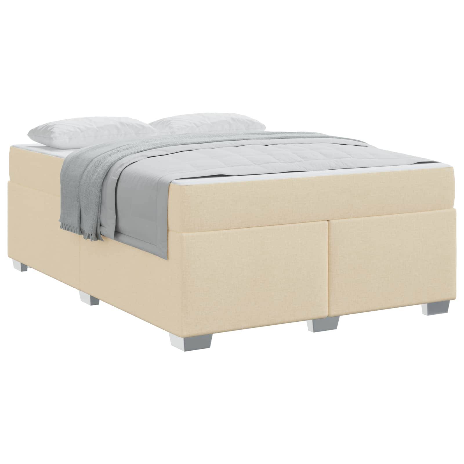 vidaXL Bettrahmen mit Matratze Creme 140 x 200 cm Stoff