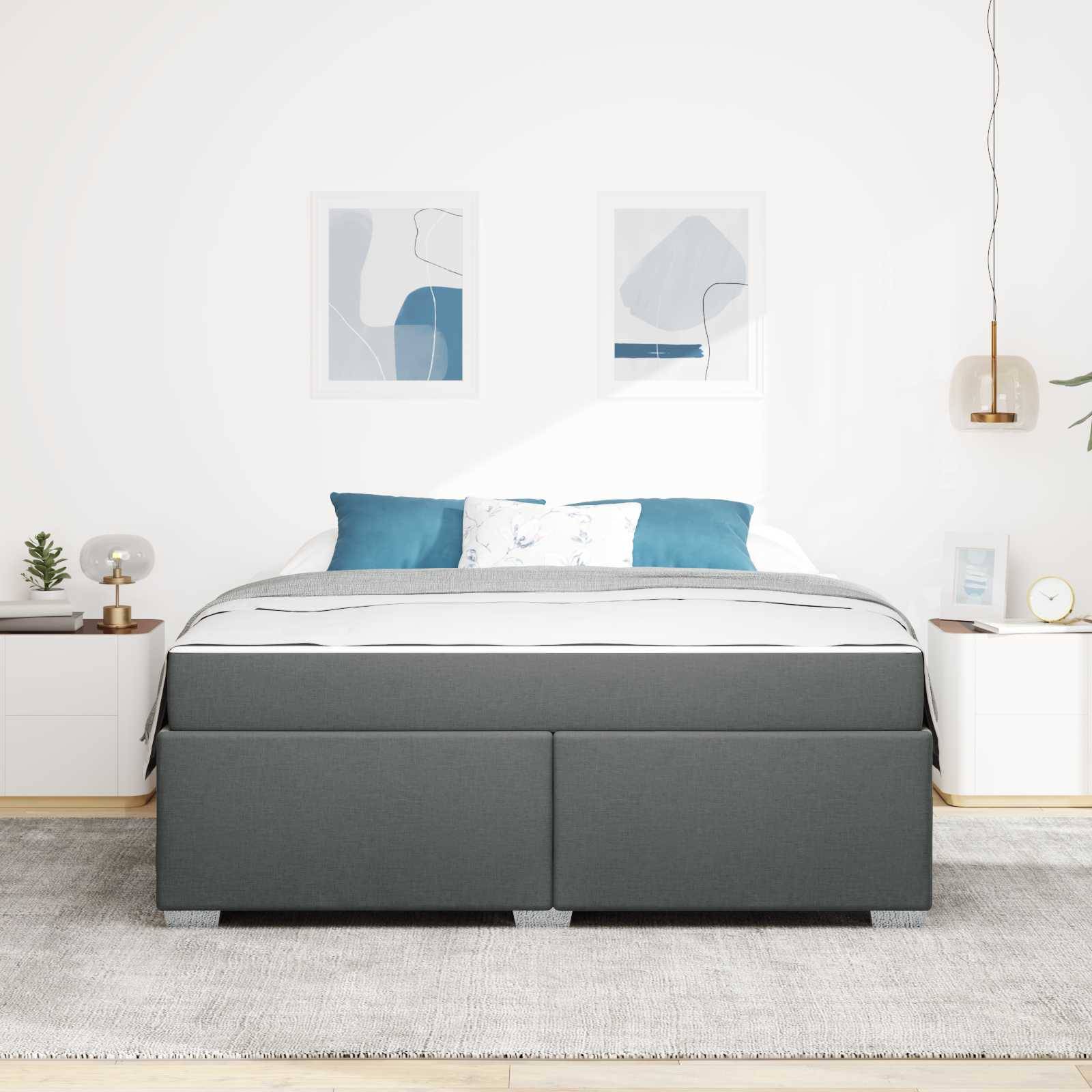 vidaXL Bettrahmen mit Matratze Dunkelgrau 180 x 200 cm Stoff