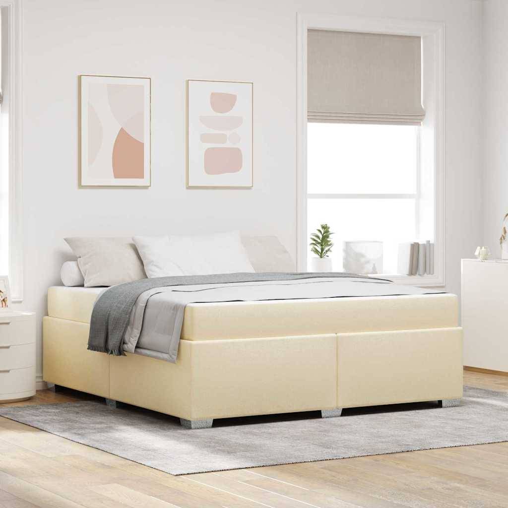 vidaXL Bettrahmen mit Matratze Creme 180 x 200 cm Stoff