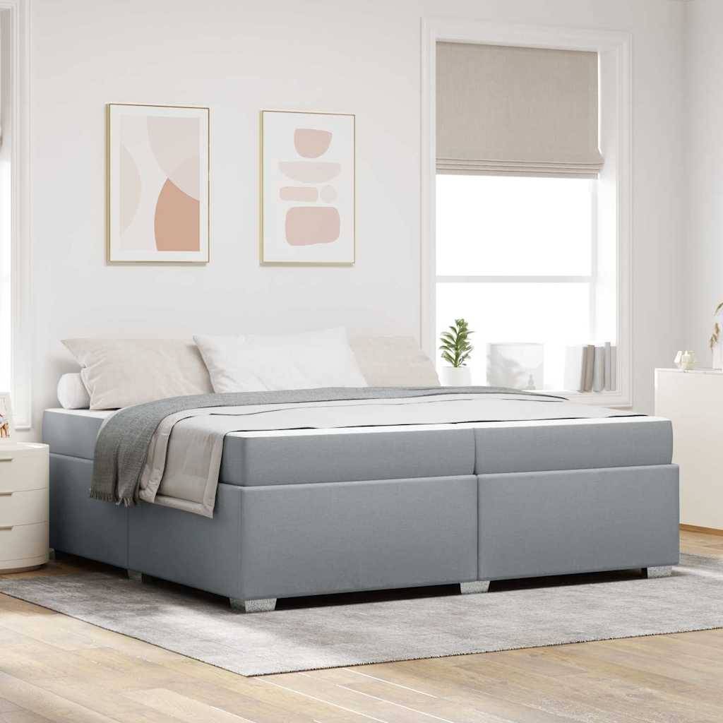 vidaXL Bettrahmen mit Matratze Hellgrau 200 x 200 cm Stoff