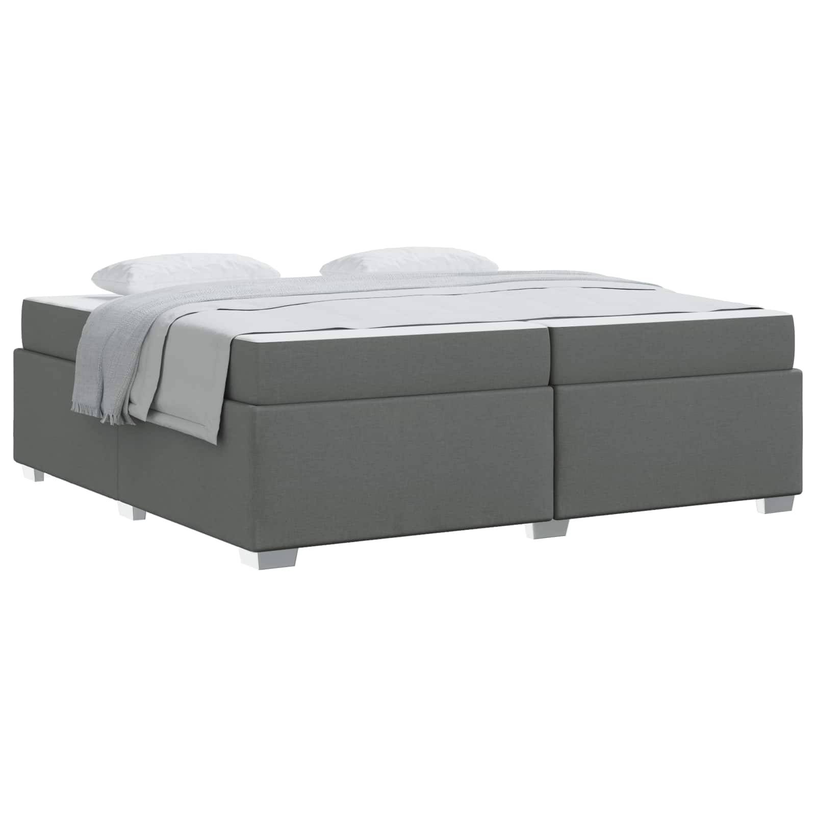 vidaXL Bettrahmen mit Matratze Dunkelgrau 200 x 200 cm Stoff