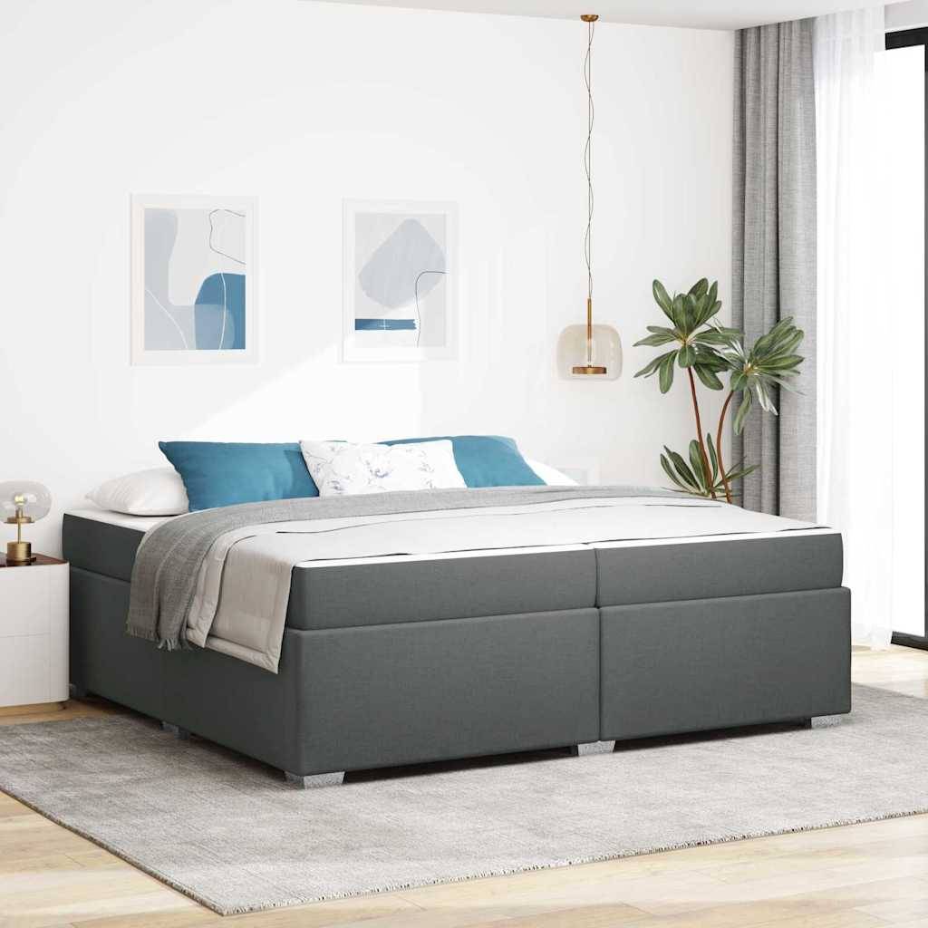 vidaXL Bettrahmen mit Matratze Dunkelgrau 200 x 200 cm Stoff